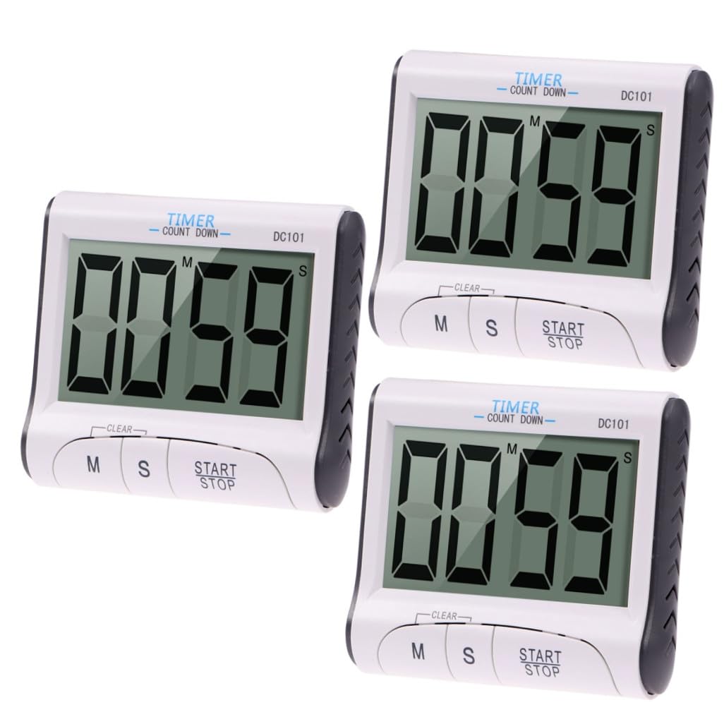HEMOTON 3pezzi Timer Da Cucina Digitale Con Ampio Display Lcd e Allarme Forte Timer Per Attività Cucina Giochi e Scadenze Facile Da Usare Senza Batteria
