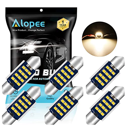 Alopee 6-Pack 6418 LED Bulb C5W 1.42" Festoon Warm White 3000K miniatura 1