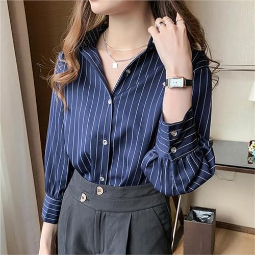 Chemise rayée femmes à manches longues et coupe ample chic