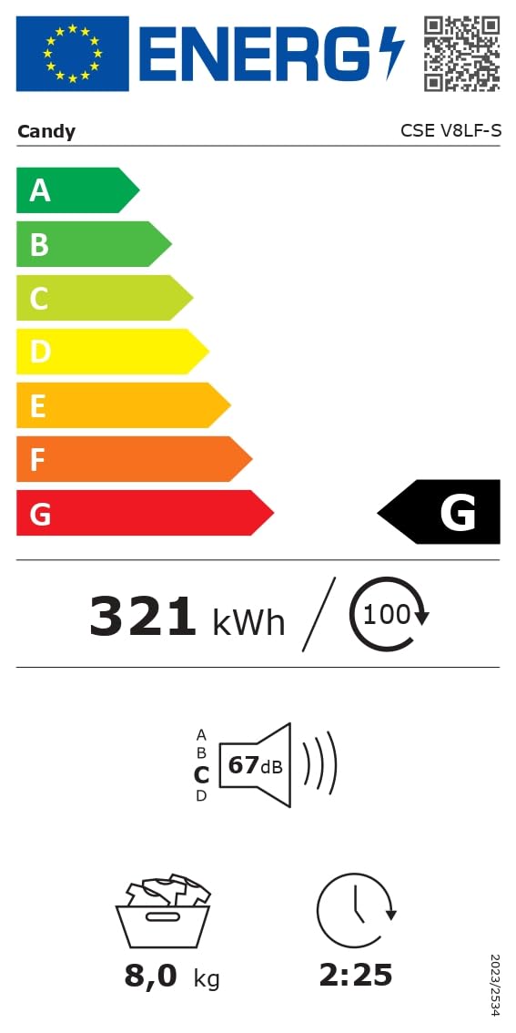 CANDY Sèche linge Evacuation CSEV8LF-S