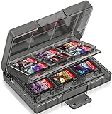 Nintendo Switch Game Card Case Holder - 24-in-1 Protective Cartridge Case, Portable Storage Box (Black)