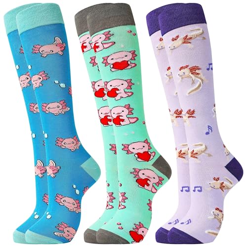Image of Belloxis Knee High Socks for Women & Teen Girls, Cute Fun Pattern Long Socks for Daily Wear, Holiday Birthday Gift Ideas