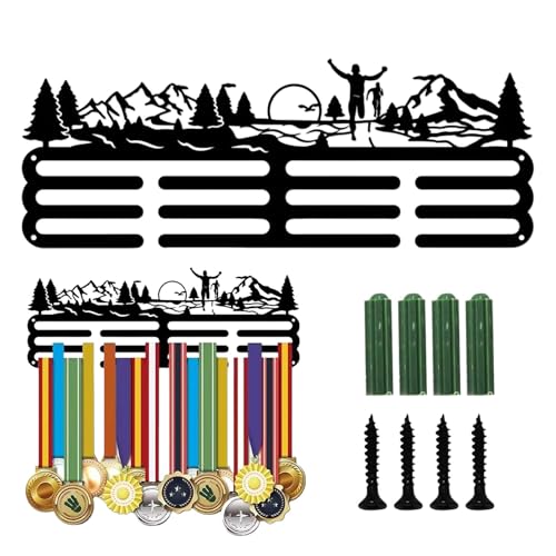 Amusingtao Running Medal Hangers Medal Holder Display Rack for Awards Ribbons 40x15cm Mountain Trees Metal Hanging Awards Iron Small Mount Decor for Any Sports Football Gymnastics Swimming Medalist