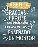  GRACIAS PROFE: Agenda 2021 2022 , Regalo maestro profesor infantil primaria guardería personalizado , Planificador semanal (una semana en 2 páginas)