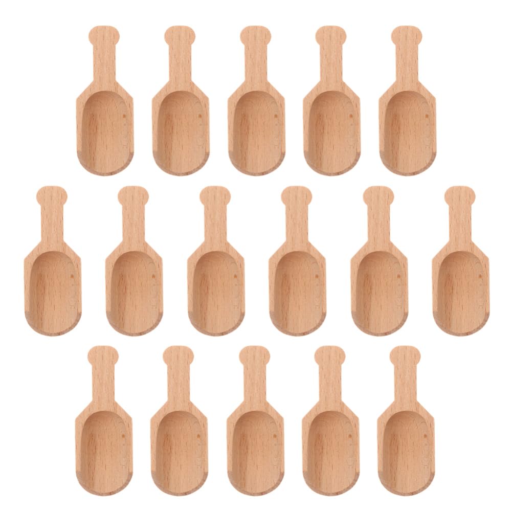 PRETYZOOM 16pcs Tiny Wooden Spoons: 3.14 Inch Tiny Spoons For Spices Mini Wooden Scoops For Sauces Sugar Salt Dips Spices Honey Mustard Cooking