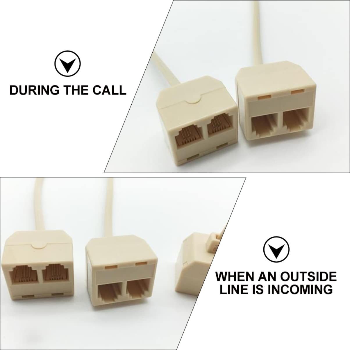 KICHOUSE Landline Converter Phone Line Splitter Rj11 Socket Beige Telephone Cable Splitter