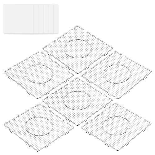 Longruner Perles à Repasser 6PCS 5mm Grands Plaques Carrés Transparents pour Les Perles dArtisanat pour Enfants LA24