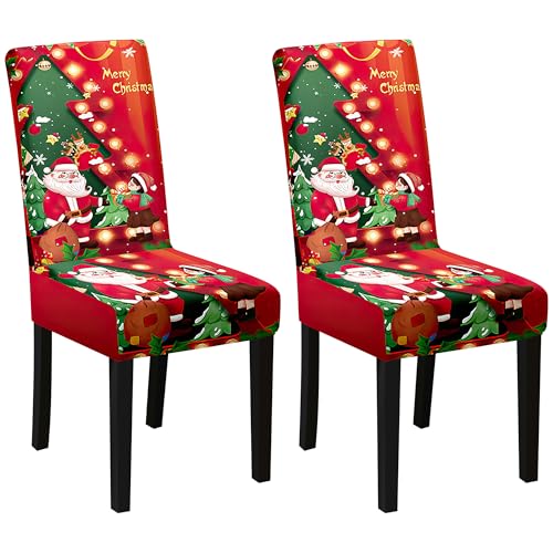Yesaler Weihnachten Stretch Stuhlhussen Weihnachtsdekoration für...