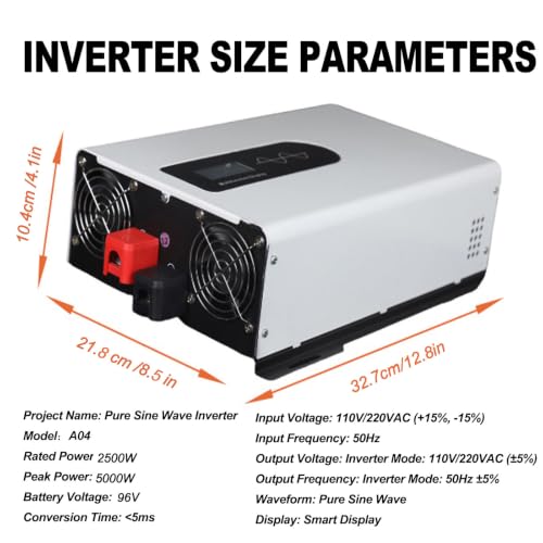 Onduleur pure sinus 2500W convertisseur CC CA 12V 24V 48V écran LCD - 8