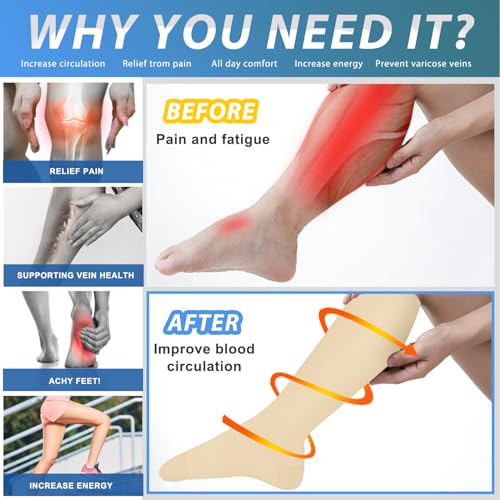 Image of Aoliks Medical Compression Socks for Women & Men, Support Knee High Socks for Running,Nurses,Travel