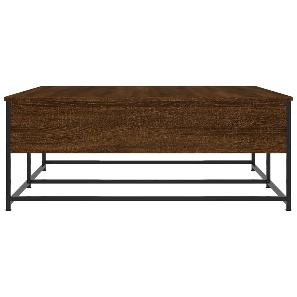 Hothingwell Inżynieria Drewniany Stolik kawowy 100x99x40 cm Brązowy | 2 szuflady do przechowywania, stabilna góra, wytrzymała metalowa rama, idealna do salonu