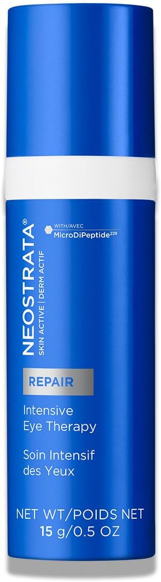 SKIN ACTIVE Intensive Eye Therapy, Anti Aging Under Eye Ceam, Treats Dark Circles, Puffiness, Fine Lines and Wrinkles with Hyaluronic Acid, Peptides and Bakuchiol, 0.5 oz
