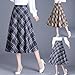 Women's Plaid Skirt Warm Elastic High Waist Wool A-Line Pleated Tartan Winter Long Skirts Casual Flared Midi Skirts