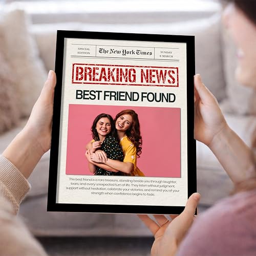 Image of Customized Photo Frame Wall Decor Breaking News Gift For Friend Mother Sister Wife and Girlfriend, Personalized Women's Day and Mothers Day Photo Frame Gift For Home Living room Bedroom 23x32 cm