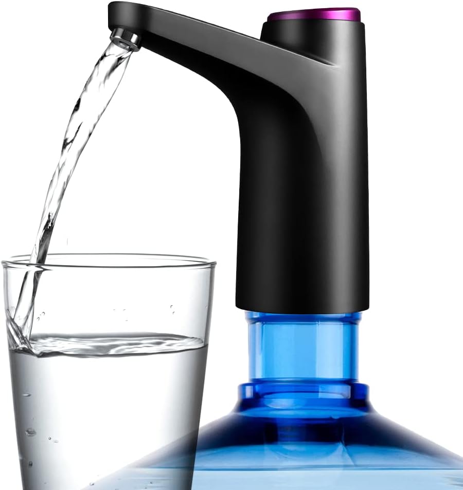 Enutogo Water Bottle Pump 5 Gallon Dispenser - USB Charging Automatic Drinking Water Pump for 2-5 Gallon Jug, Portable Electric, Black