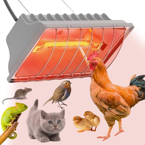 Wärmelampe Hühner Heizlampe Hühnerstall Wärmelampe Tiere mit Sparschalter 1.8m Stromkabel Automatische thermostatisch Infrarotlampe für Küken Ferkel Welpen usw (250W)