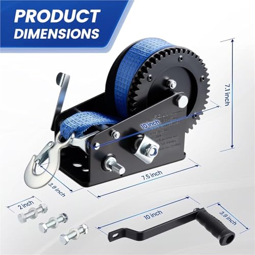 Winche manual de cuerda para remolque con capacidad 3500 lbs miniatura 2