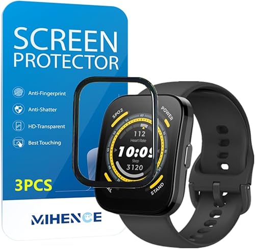 MIHENCE Protector de pantalla compatible con Amazfit Bip 5, funda de cobertura de pantalla completa 3D, borde curvado, película protectora de TPU