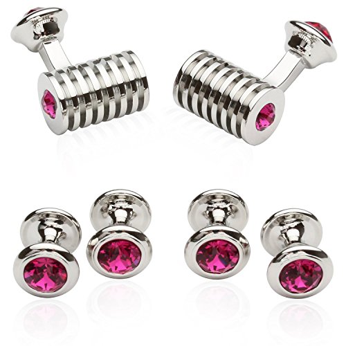 Set de Mancuernas Plateadas con Cristal para Hombre miniatura 1