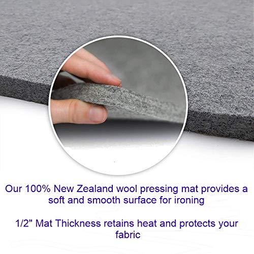 Alfombrilla de presión de lana, extra grande de 22 x 60 pulgadas, para acolchar, 100% lana de Nueva Zelanda, almohadilla de planchar para colchas 3