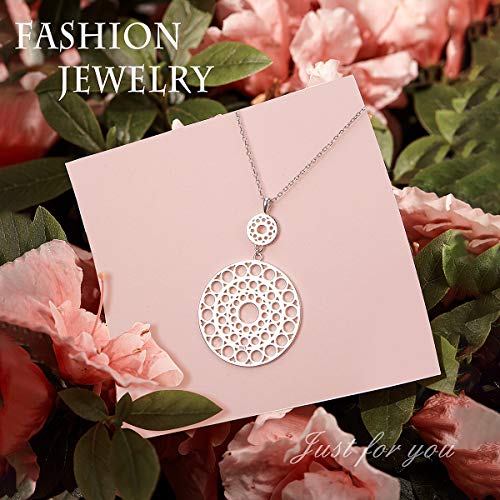 S925 Sterling Silver Long Chain Sweater Necklace for Women Statement Pendant Fringe Necklaces Jewelry Gift4