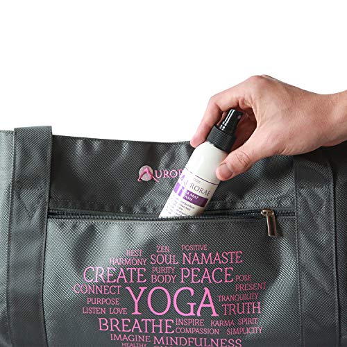 AURORAE Yoga Mat Tote Bag, Extra Wide to Fit Most Yoga Mats and Accessories, in Grey Heavy Duty Polyester - Thumbnail 3