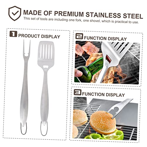 Set de 2 piezas para barbacoa de acero inoxidable con espátula y tenedor miniatura 2