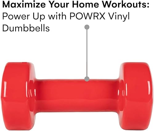 Miniatura 5 de POWRX Juego de mancuernas de vinilo de 1.1lbs a 22.0lbs  1 lb-22 libras varios colores  Juego de pesas de mano ideales para mujeres, 6.9 pulgadas de