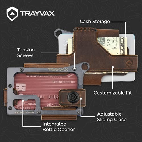 Image of Trayvax Contour Wallet, RFID Front Pocket Money and Credit Card Holder, Minimalist Slim Leather Metal Wallet for Men and Women, Black Mississippi Mud