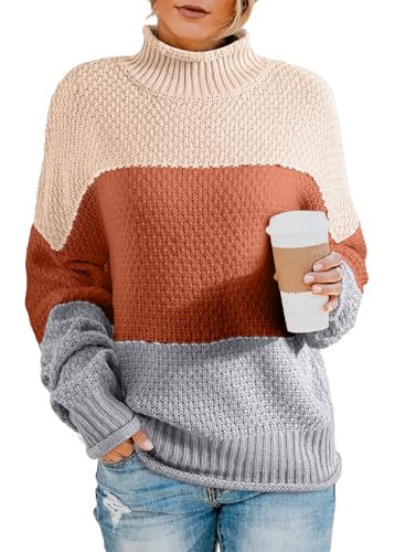 Image of Dokotoo Womens 2026 Winter Fall Solid Turtleneck High Neck Balloon Long Sleeve Sweaters Pullover Outerwear