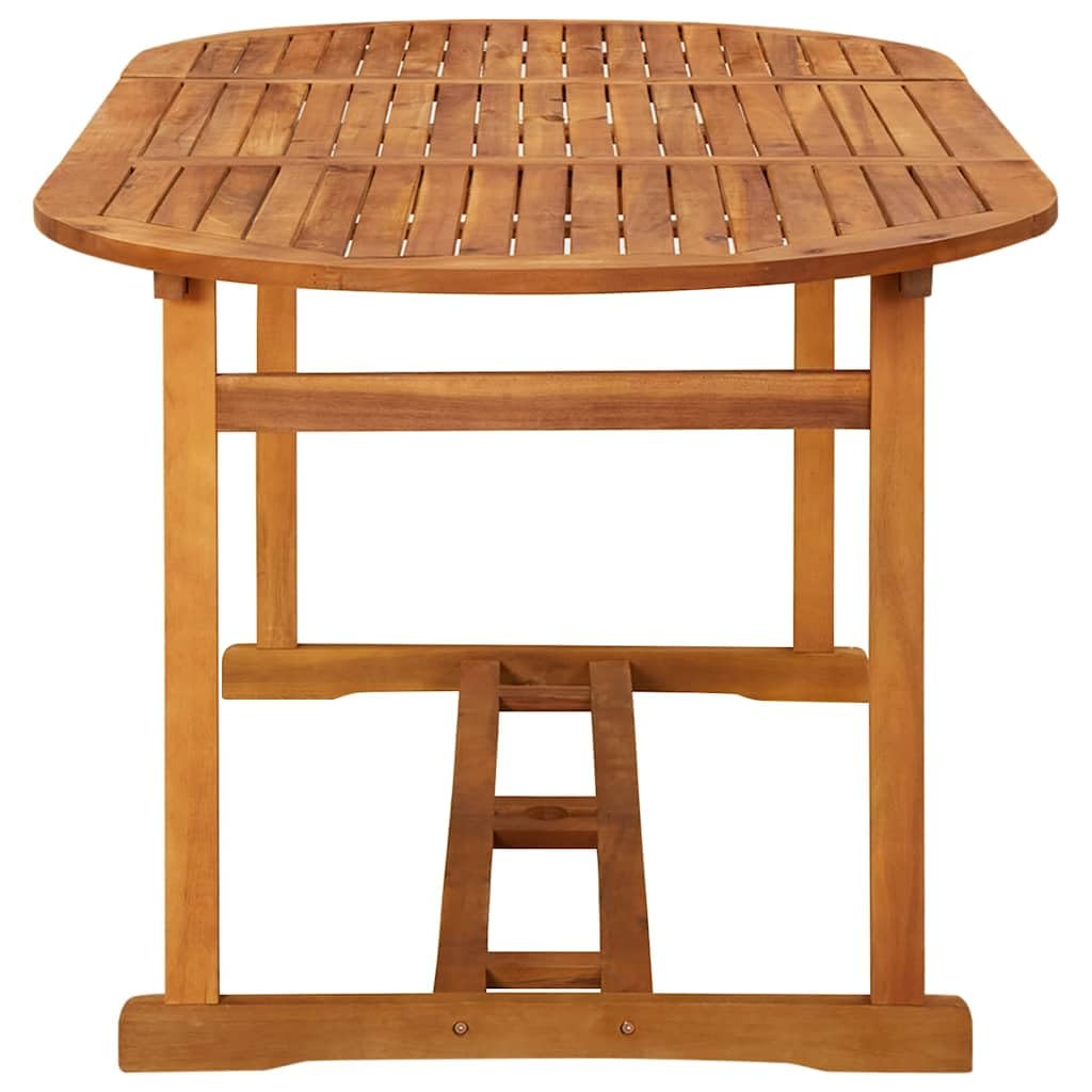 Mesa de comedor de jardín de 180 x 90 x 75 cm, madera maciza de acacia, terraza, balcón, exterior, estable, duradera, resistente a la intemperie, fácil de limpiar, con orificio para sombrilla