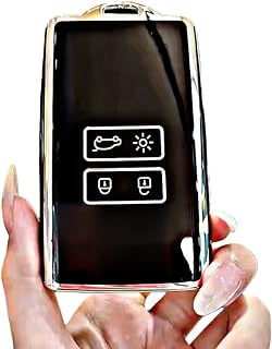 Car Key Cover for Renoh Duster Kadjar (أسود مع حواف فضيه)