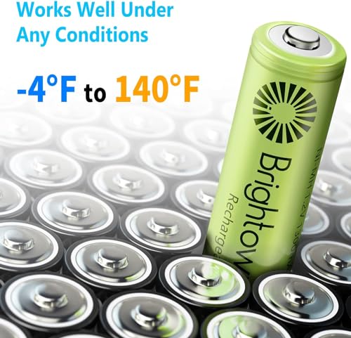 Brightown 12-Pack Rechargeable AA Batteries - 1000mAh 1.2V NiMH High Capacity Batteries - Ideal for Solar Lights & Home Devices, Recharge up to 1000x Times, Pre-Charged