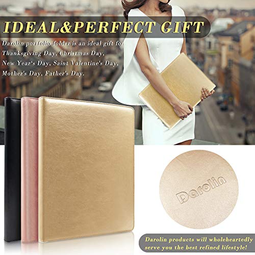 Darolin Business/Resume Padfolio Portfolio Folder with Letter/A4 Size Clipboard, Interview/Conference/Legal Document Organizer, Premium Portfolio Professional Case, Padfolio for Women/Men-Gold - Thumbnail 5
