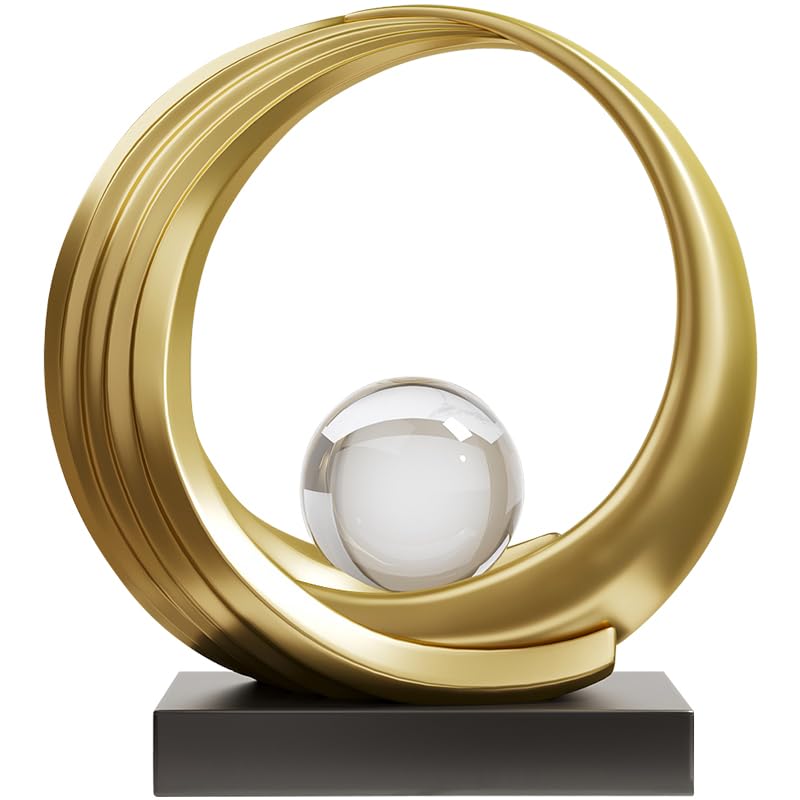 Opiniones de Esculturas - los más vendidos. 45 XYQXYQ - Estatua de resina dorada, moderna y abstracta, decoración para el hogar, destaque abstracto