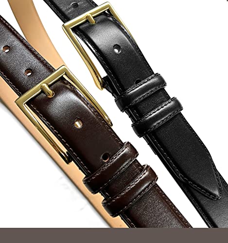 Men's Dress Belt Classic Buckle 100% Genuine Leather Business uniform Belts 1-1/8"(30mm) Wide4
