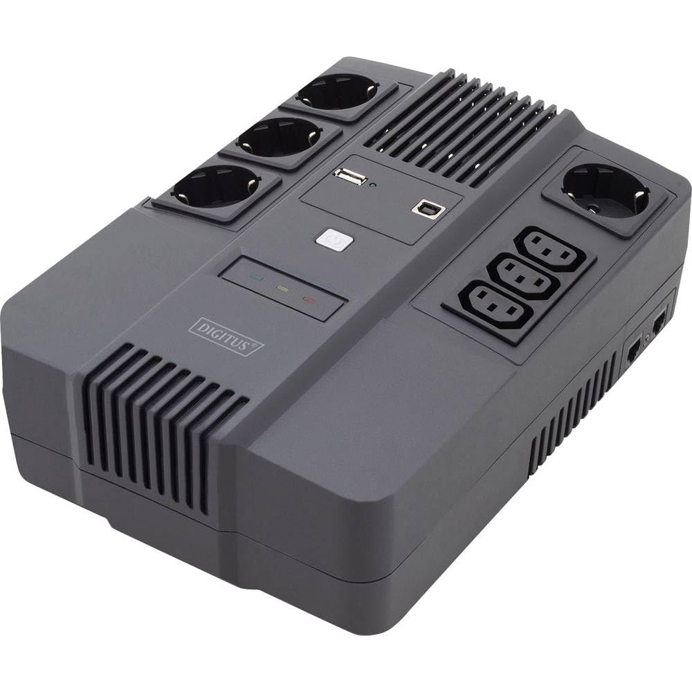 DIGITUS All-in-One Line-Interactive VI onduleur - 600VA / 360W - AVR - 4 prises de courant de sécurité - 3x C13 - logiciel d'arrêt