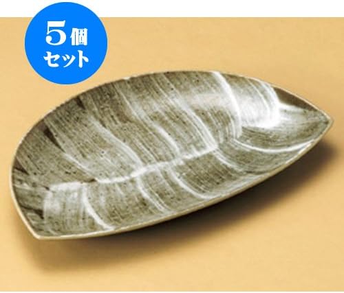 5個セット 半月皿(中) 荒刷毛目半月多用皿 [24.8×15.6×2.6cm] 料亭 旅館 和食器 飲食店 業務用