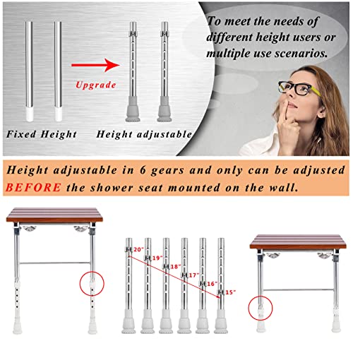 image for JCWANGDEFU Folding Shower Seat Wall Mounted with Legs, Shower Seat Ben