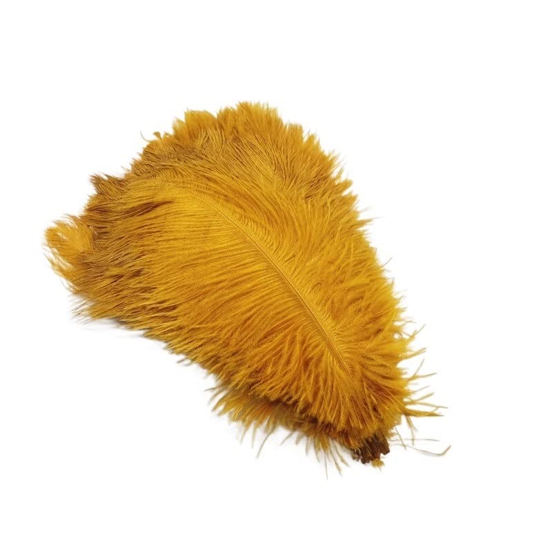 Plume d'autruche douce 25-30cm jaune or pour création de bijoux et DIY artisanat