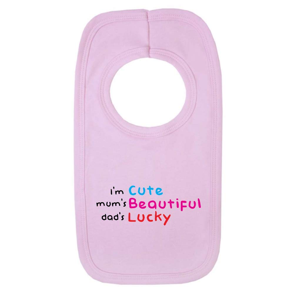 Kickass Tees Cute Lucky Beautiful 1 Baby Bib One Size Pink Funny Cute Sweet New Born Baby Shower Boy Girl