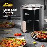 MIRASTON Small Air Fryer 3.6QT, Dials Control Temp & Time, Auto Shut-Off, Personal Round Air Fryers for Kitchen Countertop, Dorm, Apartment, Fast Cooking for Frozen food, Potato, Fish, Classic Black