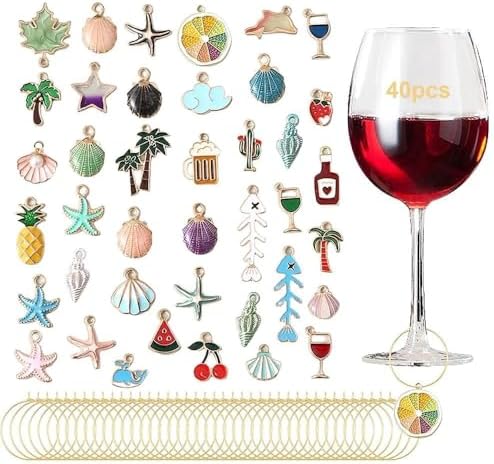 LEEQ 30 PCS Segna Bicchieri Calici - Segnabicchieri Ciondoli per Bicchieri di Vino Set, Segnabicchieri per Calici, Decorazioni per Feste Degustazione di Vini