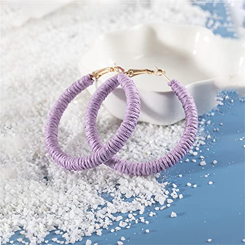 Handmade Rattan Earrings - Large Circle Braided Straw Wicker Drop Earrings - Light Weight Summer Hoops2