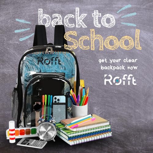 clear backpack heavy duty reinforced straps multiple pockets large capacity, transparent bag see through (Black, Large)2