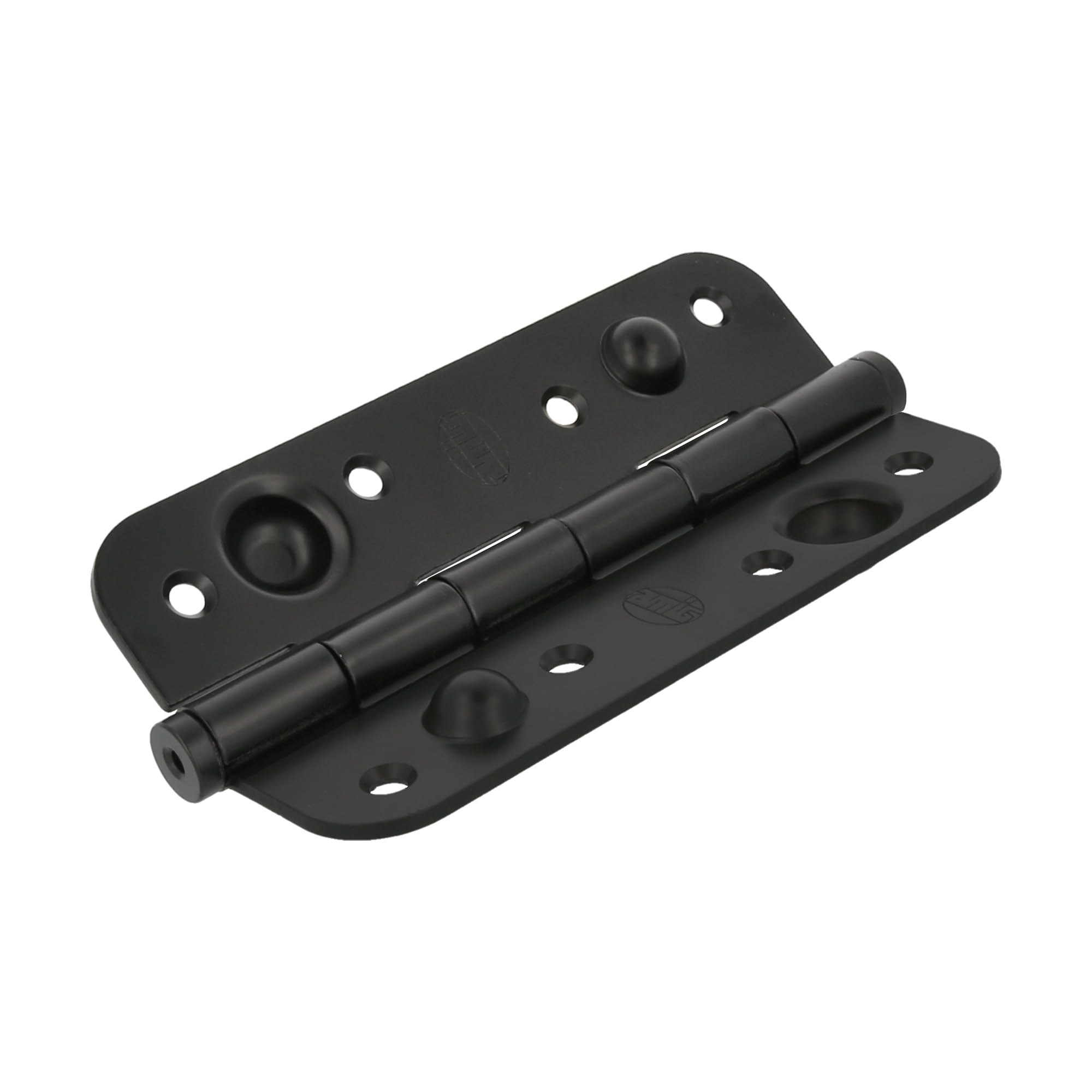 Amig - Pack de 6 Bisagras de Seguridad para Puertas - Cantos Redondos - Apertura y Cierre Silenciosos - Sujeta Puertas de Entrada con Firmeza - Acero - Negro Epoxi - 150 x 82 x 3 mm