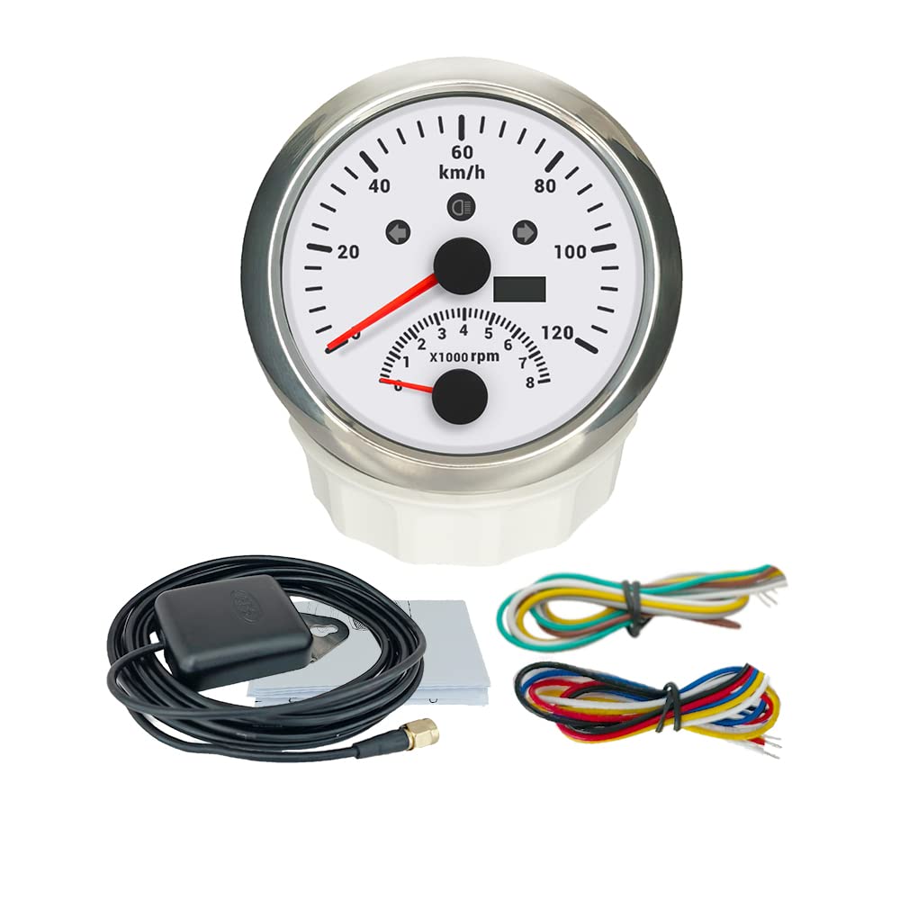 ELING 85 mm GPS snelheidsmeter kilometerteller kilometerteller met klok voltmeter voor auto camper SUV 12V 24V