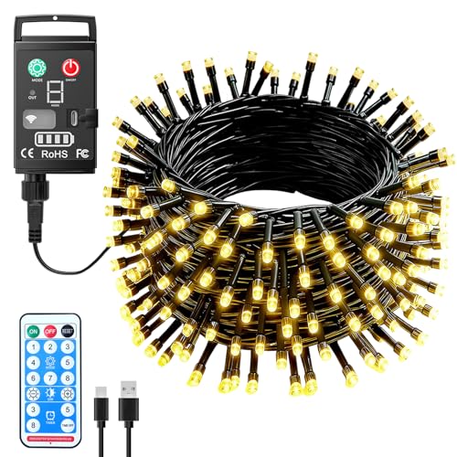 Kinamy LED Lichterkette Außen Batterie, 10M 100 LED Warmweiß...