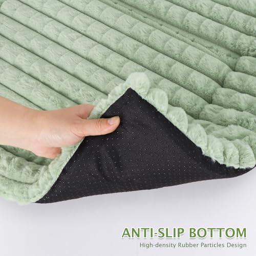 BVAGSS Flauschiges Orthopädisches Hundebett, Waschbar Hundematte, rutschfeste Unterseite, Plüsch Hundekissen Weiche und Warme Hundematte für klein mittel große Hunde XH082 (60x45cm,Grün)