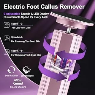 Vautvis Pedicure Elettrico Professionale Pied, 1 Pezzo Raspa Piedi Professionale Elettrico con 9 velocità, Lima per Piedi E Talloni, Rimuovi Calli Piedi Fresa Lima Talloni Cura Pulizia Calli